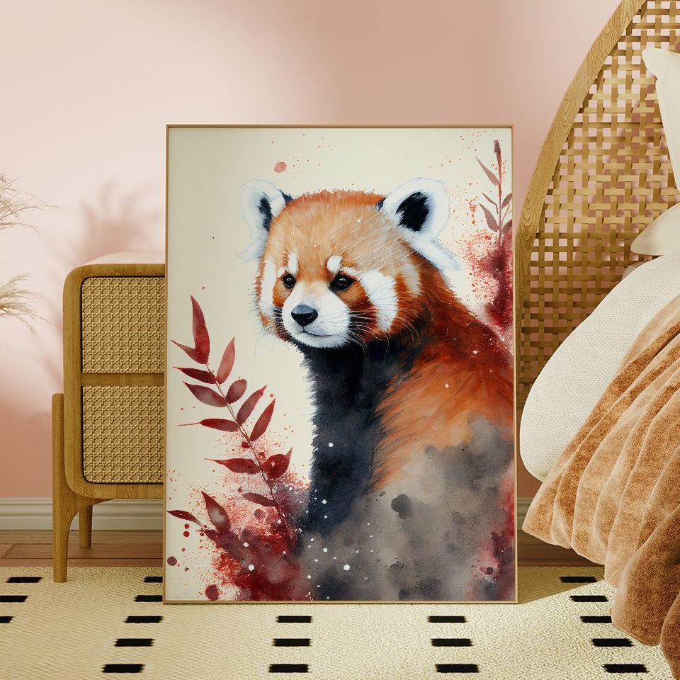 Red Panda Watercolor Art Print