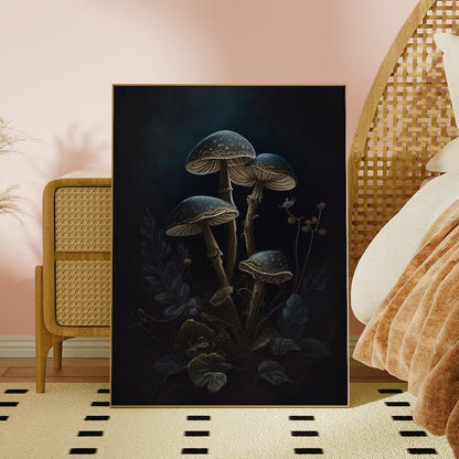 Moody Mushrooms Oil Painting Art Print