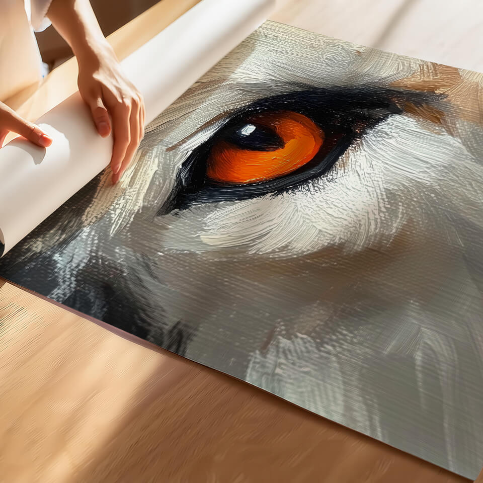 Orange Wolf Eye Oil Painting Art Print