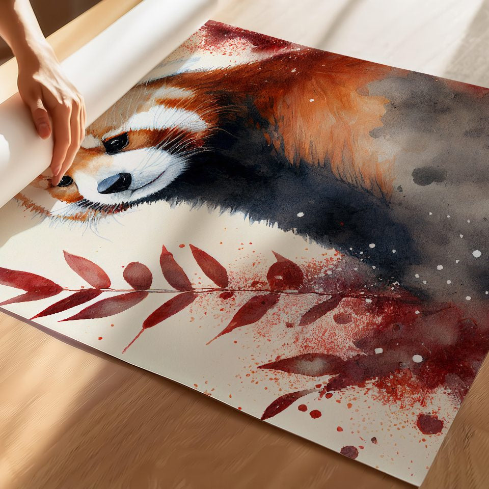 Red Panda Watercolor Art Print