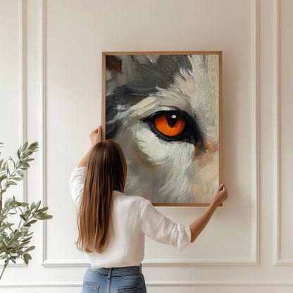 Orange Wolf Eye Oil Painting Art Print