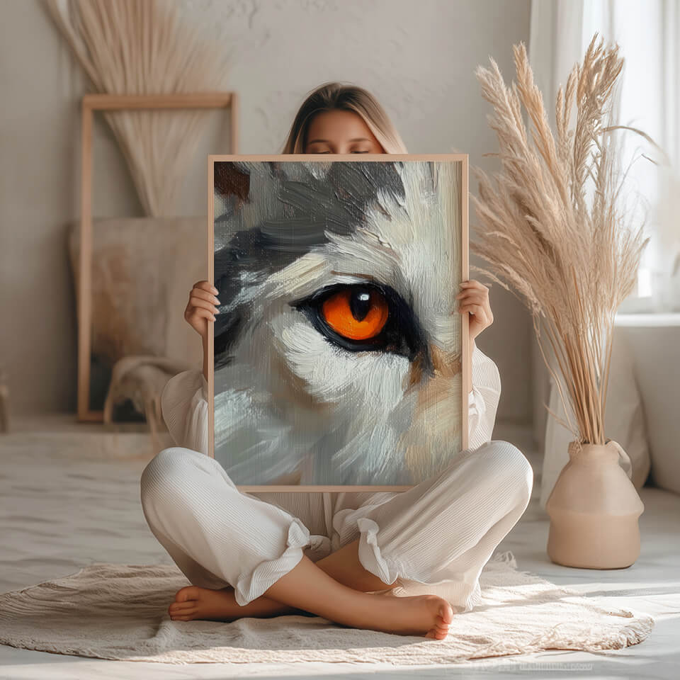 Orange Wolf Eye Oil Painting Art Print