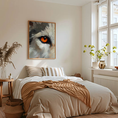 Orange Wolf Eye Oil Painting Art Print