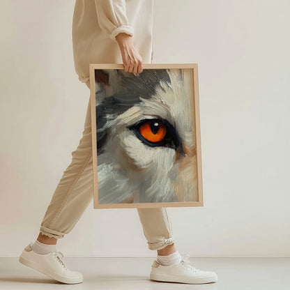 Orange Wolf Eye Oil Painting Art Print