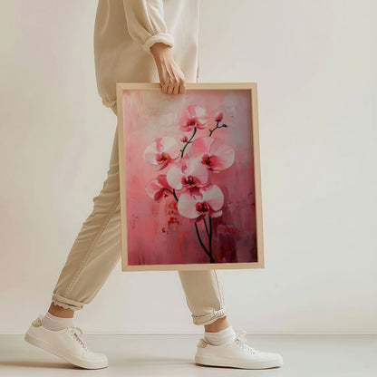 Pink Flowers Minimalist Oil Painting Art Print