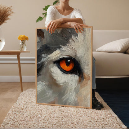 Orange Wolf Eye Oil Painting Art Print