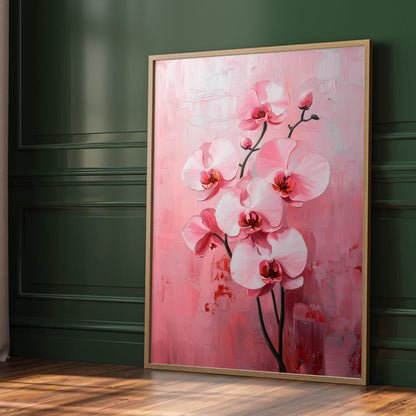 Pink Flowers Minimalist Oil Painting Art Print