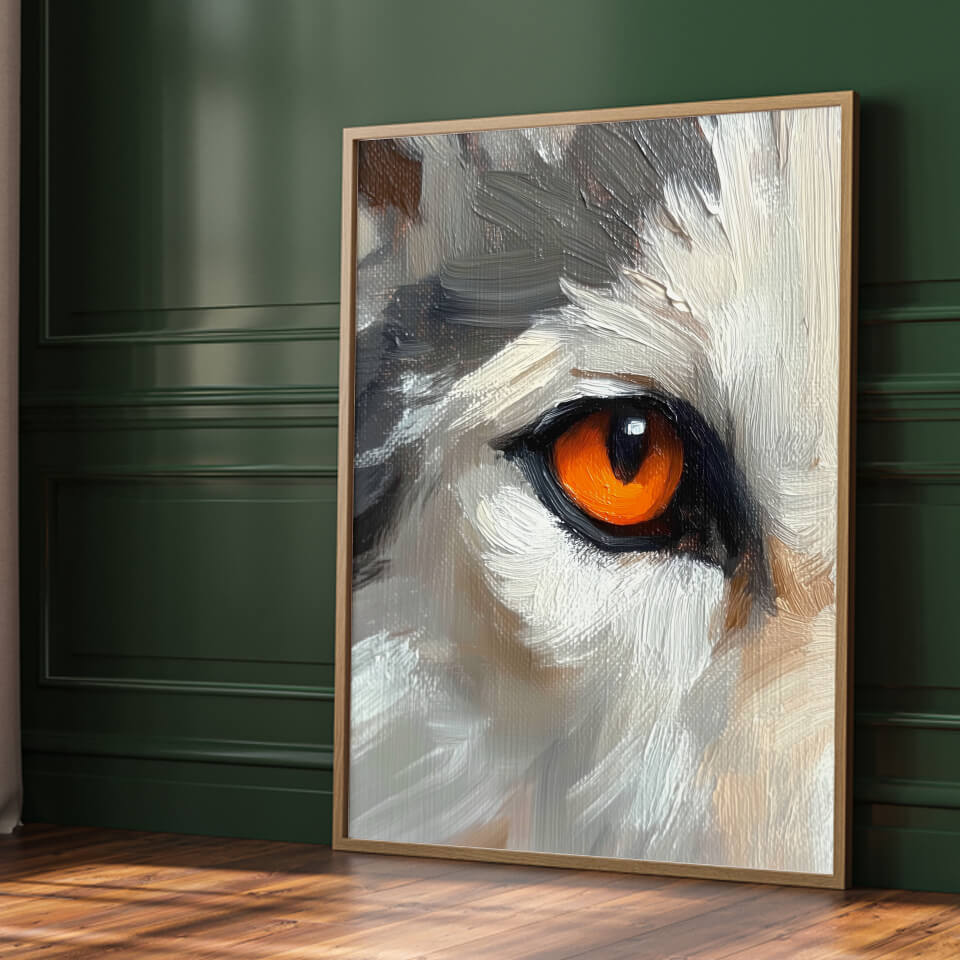 Orange Wolf Eye Oil Painting Art Print